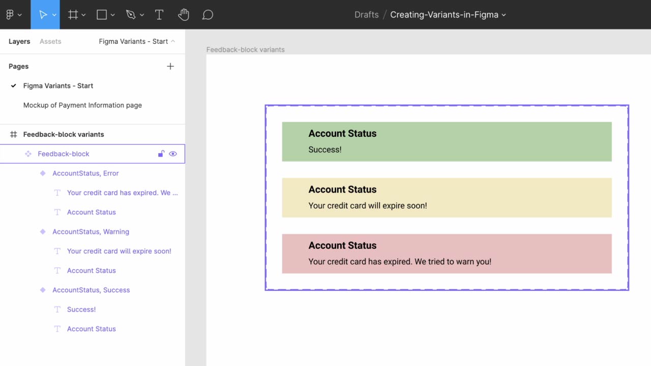 Creating Variants in Figma tutorial video poster.